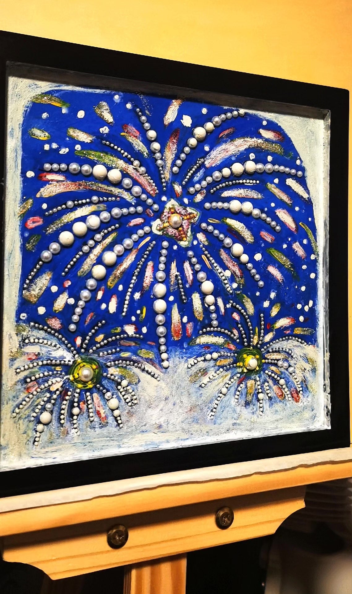 Textured Fireworks Snow Scene Wall Art