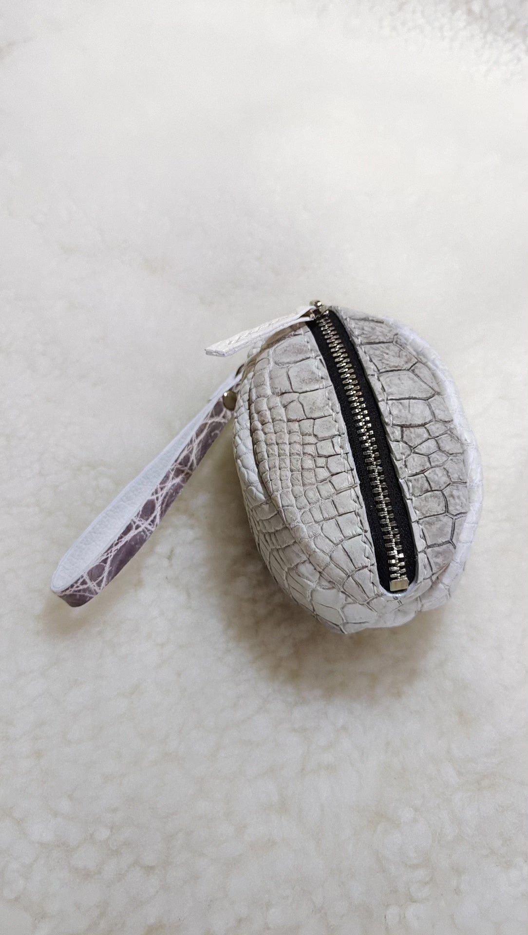 Himalayan Crocodile Leather Rugby Zip Pouch
