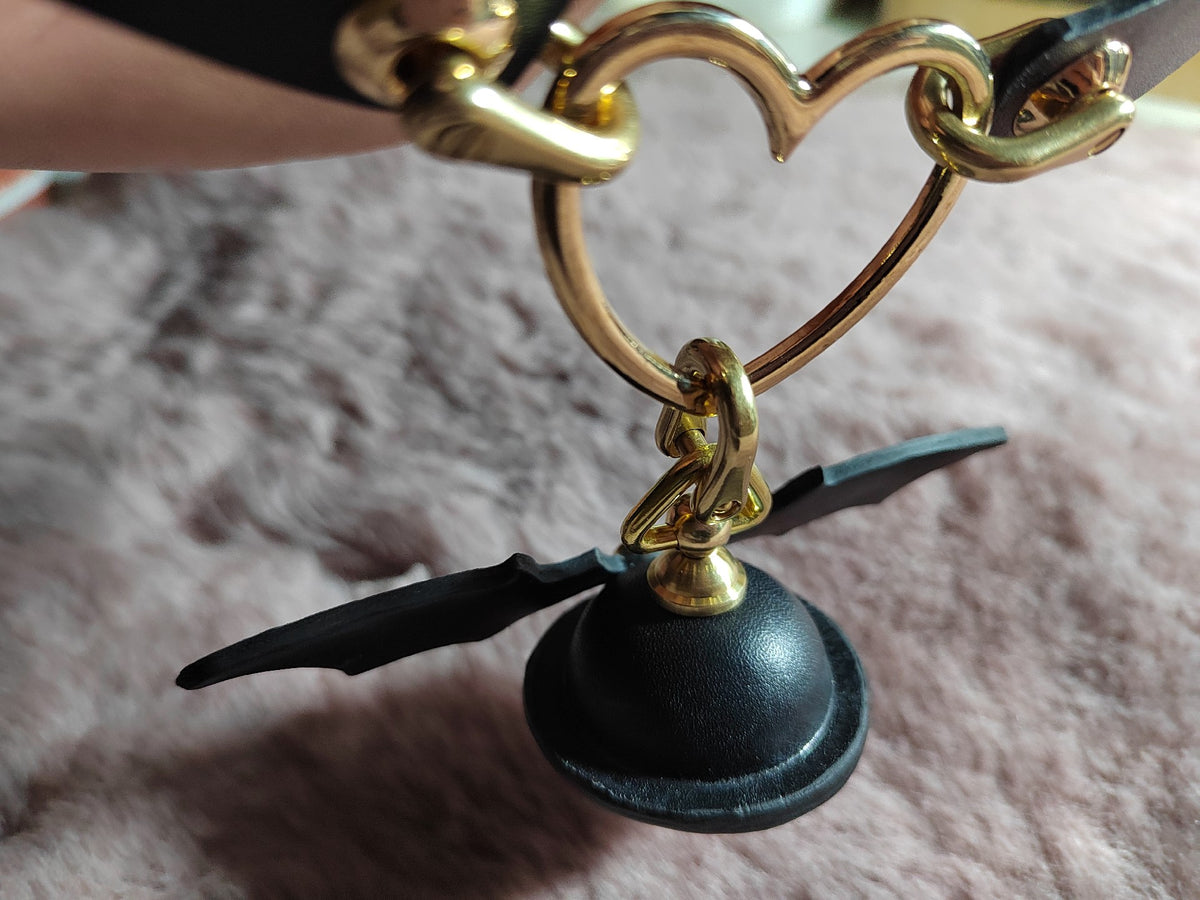 Handmade Leather Pet Collar with Heart Ring