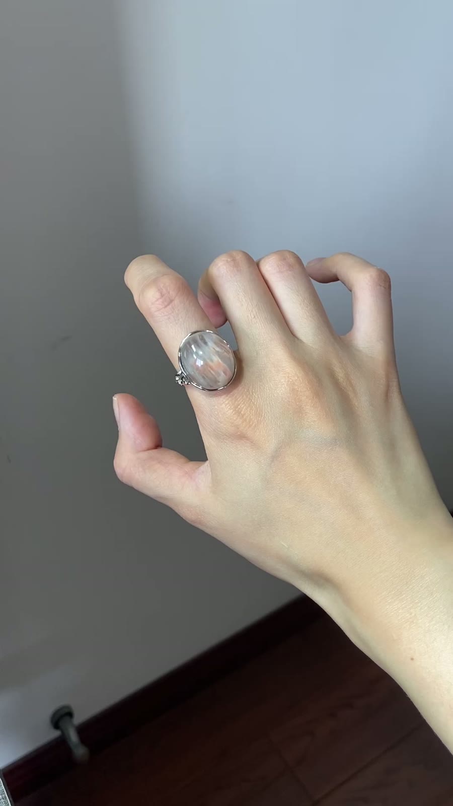 Natürlicher Kaninchenfellcrystal Ring S925 Silber