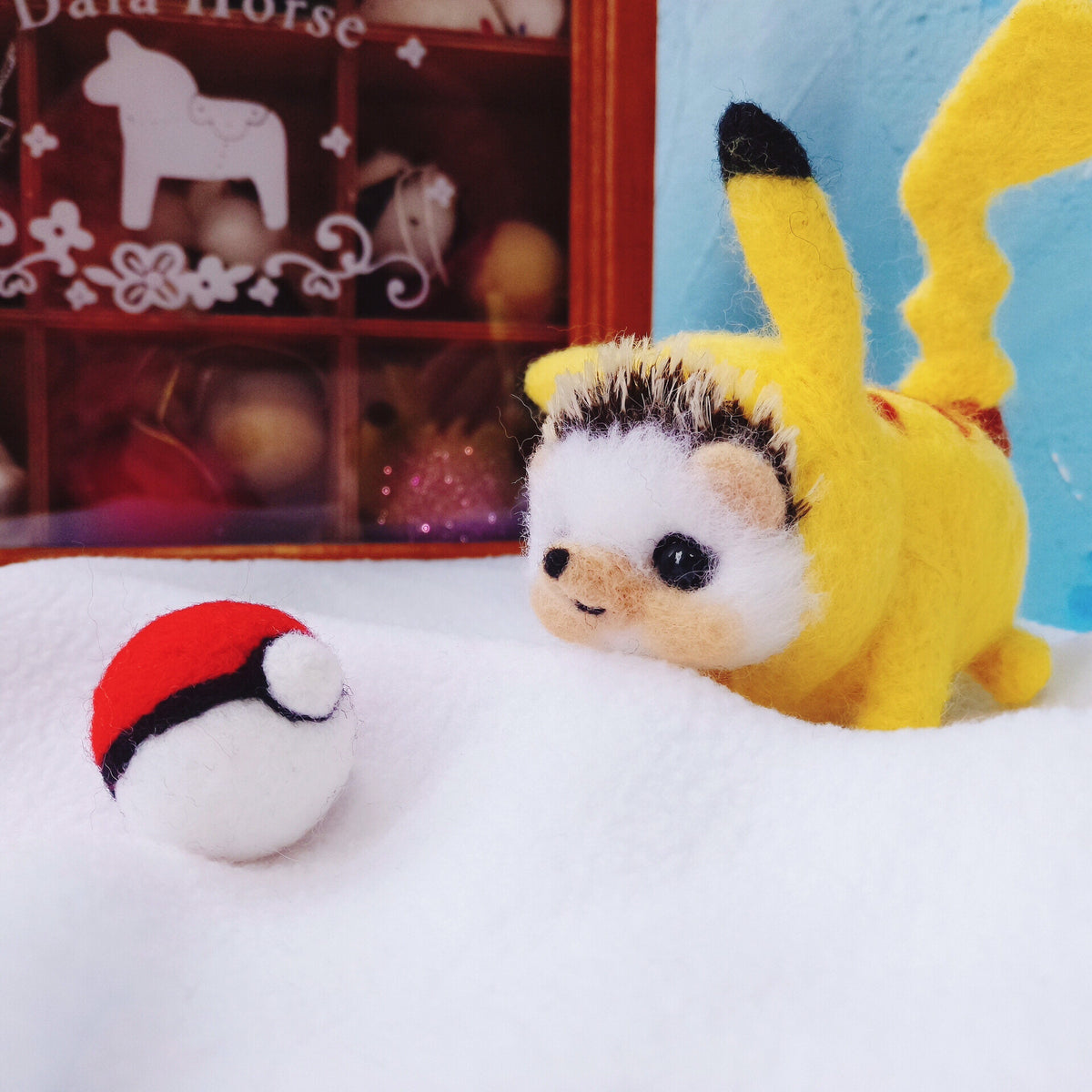 Needle-Felted Hedgehog Pikachu Plush Toy