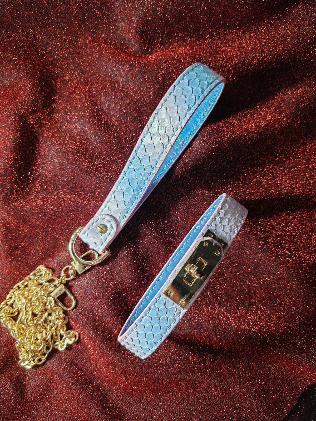 Pink Blue Gradient Snake Collar Leash Set