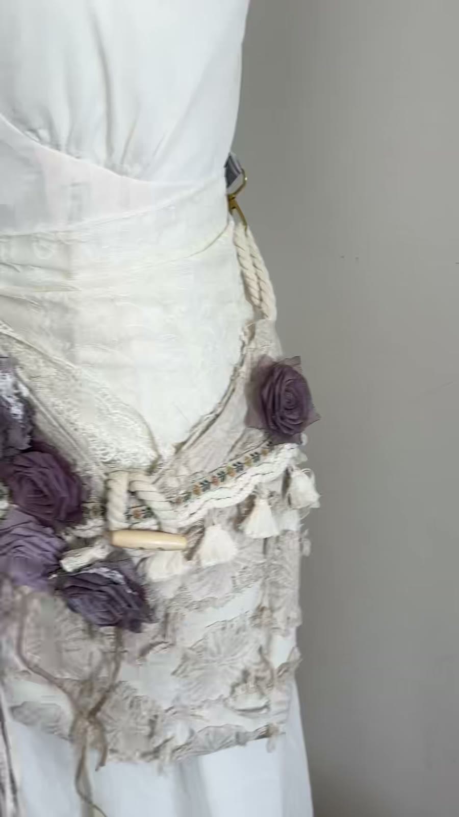 Handcrafted Fabric Rose Slouchy Shoulder Bag