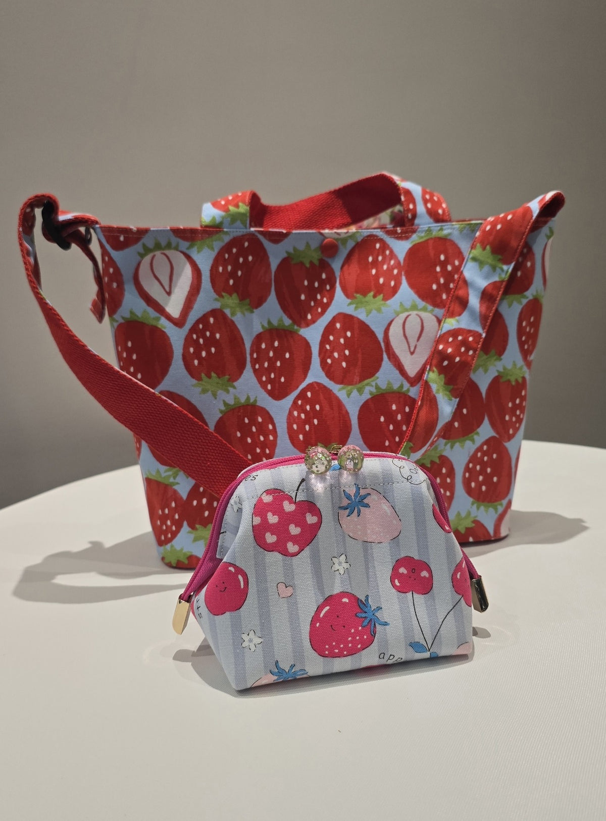Strawberry Tote Bag with Coin Pouch