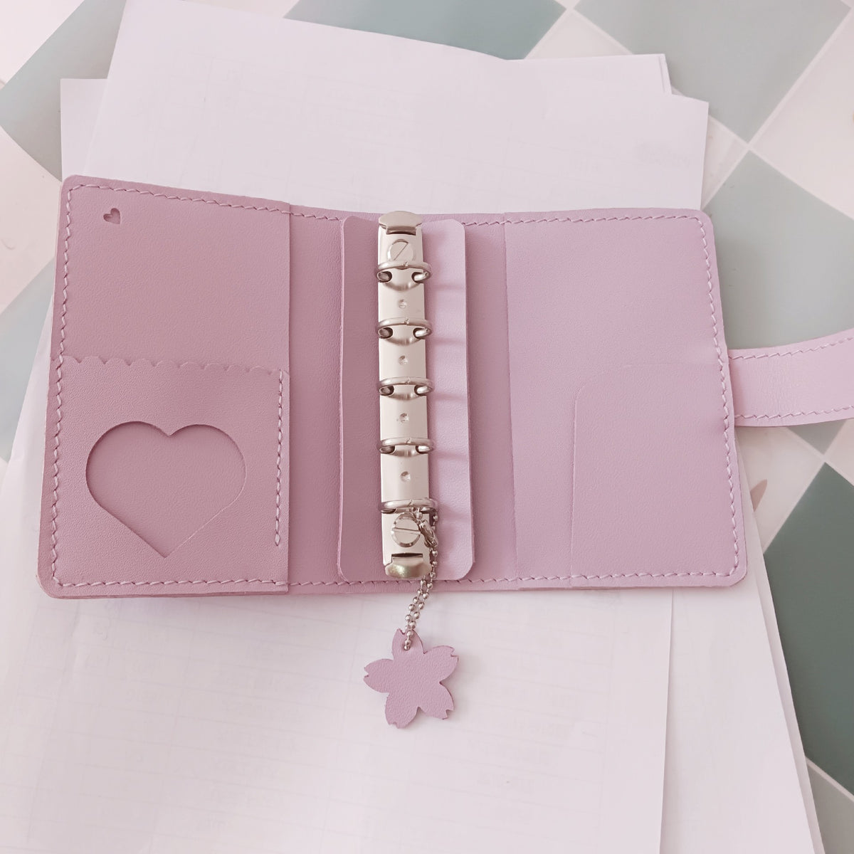 Handmade Lavender Leather A8 M5 Ring Binder Notebook