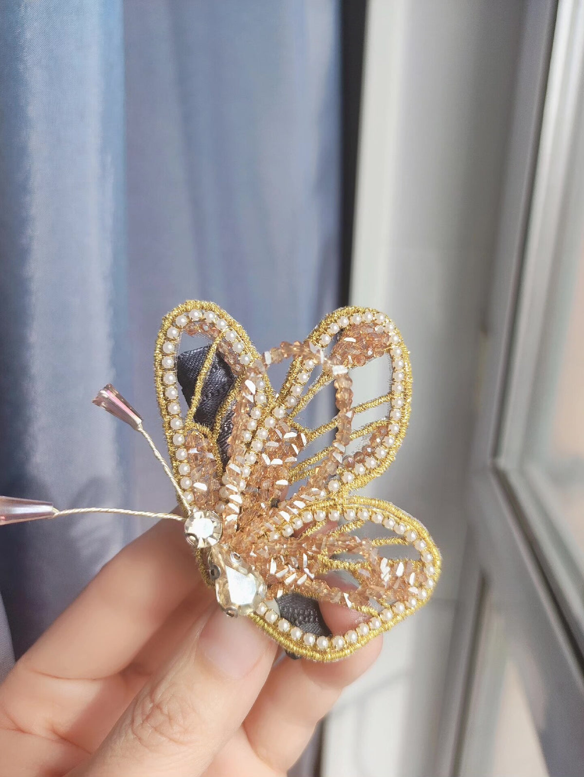 Butterfly Beaded Openwork Hair Clip