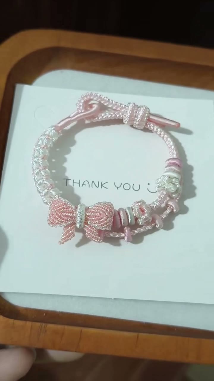 Handwoven Pink White Gradient Bracelet