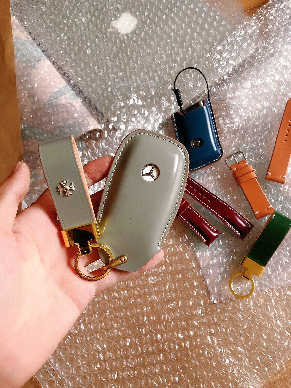 Handcrafted Mercedes Key Case Shell Cordovan Leather