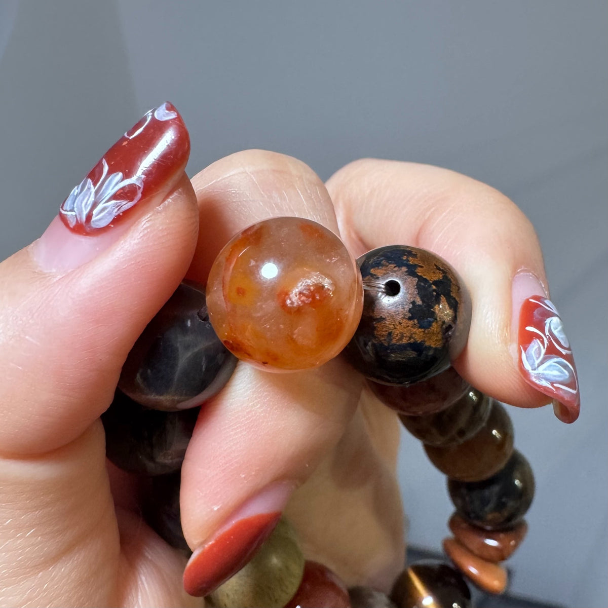 Bracciale con perle in pietre miste 13 mm