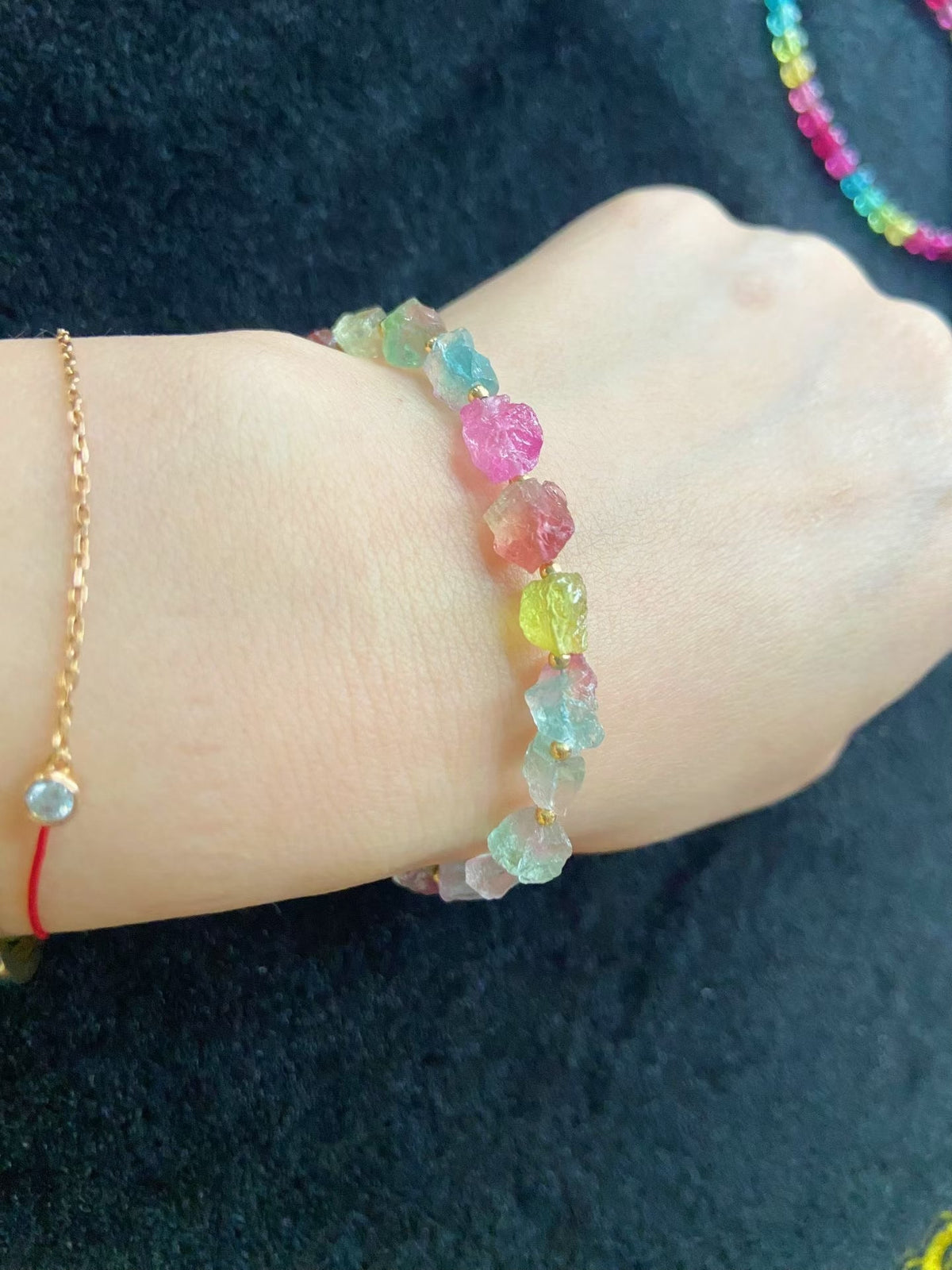 Bracciale Arcobaleno in Tormalina Anguria Grezza