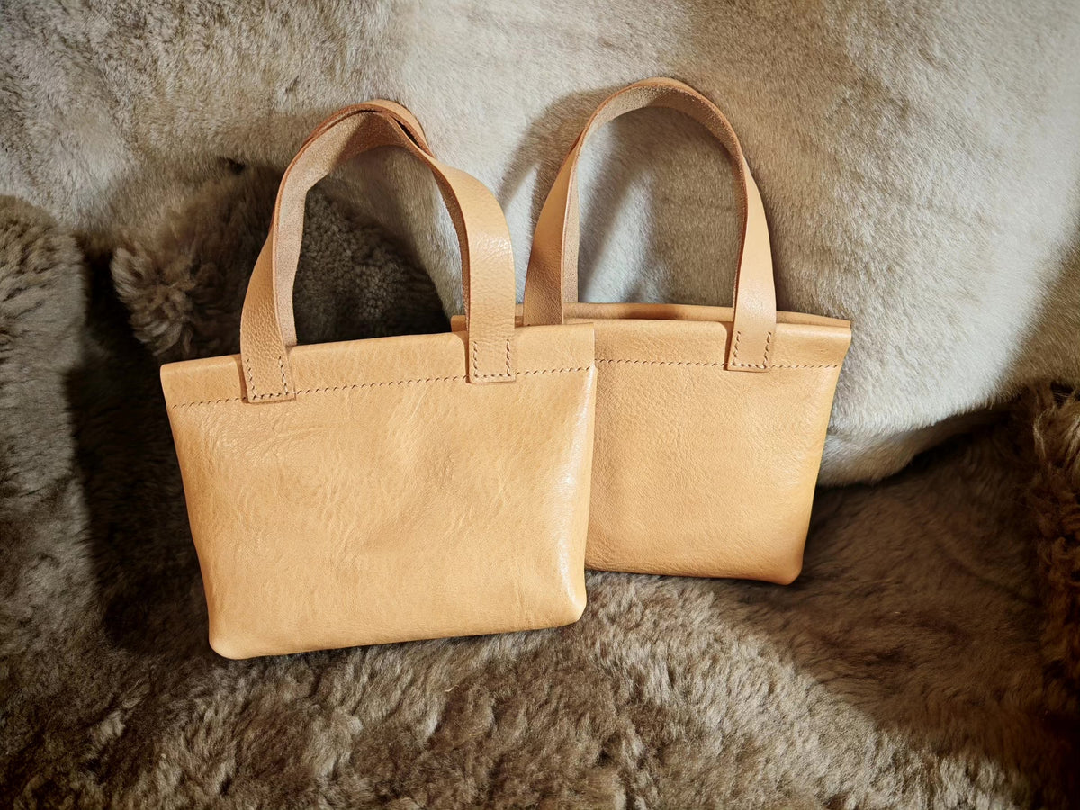 Mini Italian Leather Open Top Tote