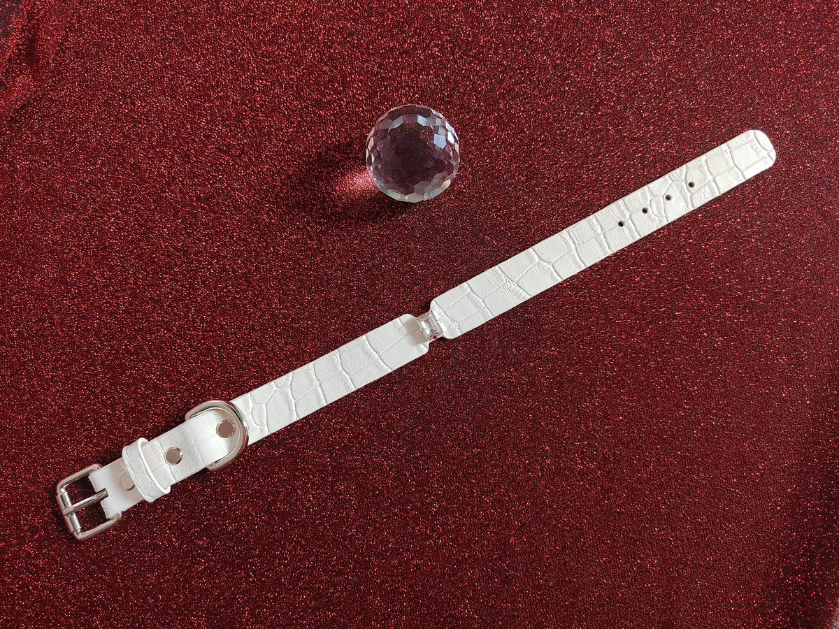 White Fish Scale Leather Pet Collar