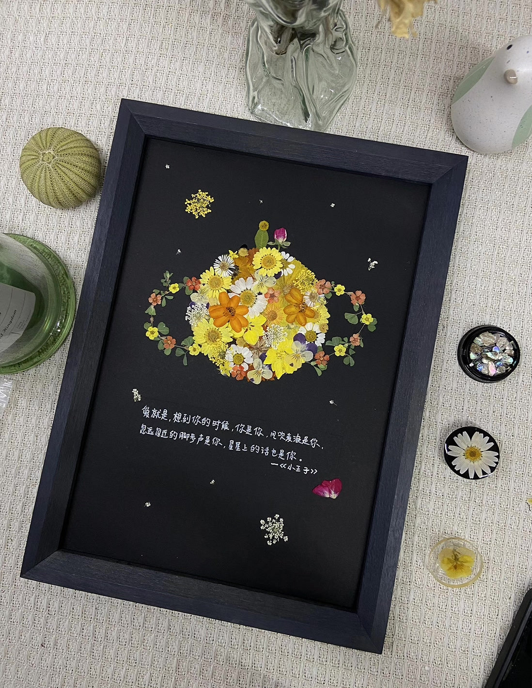 Pressed Flower Planet Framed Art