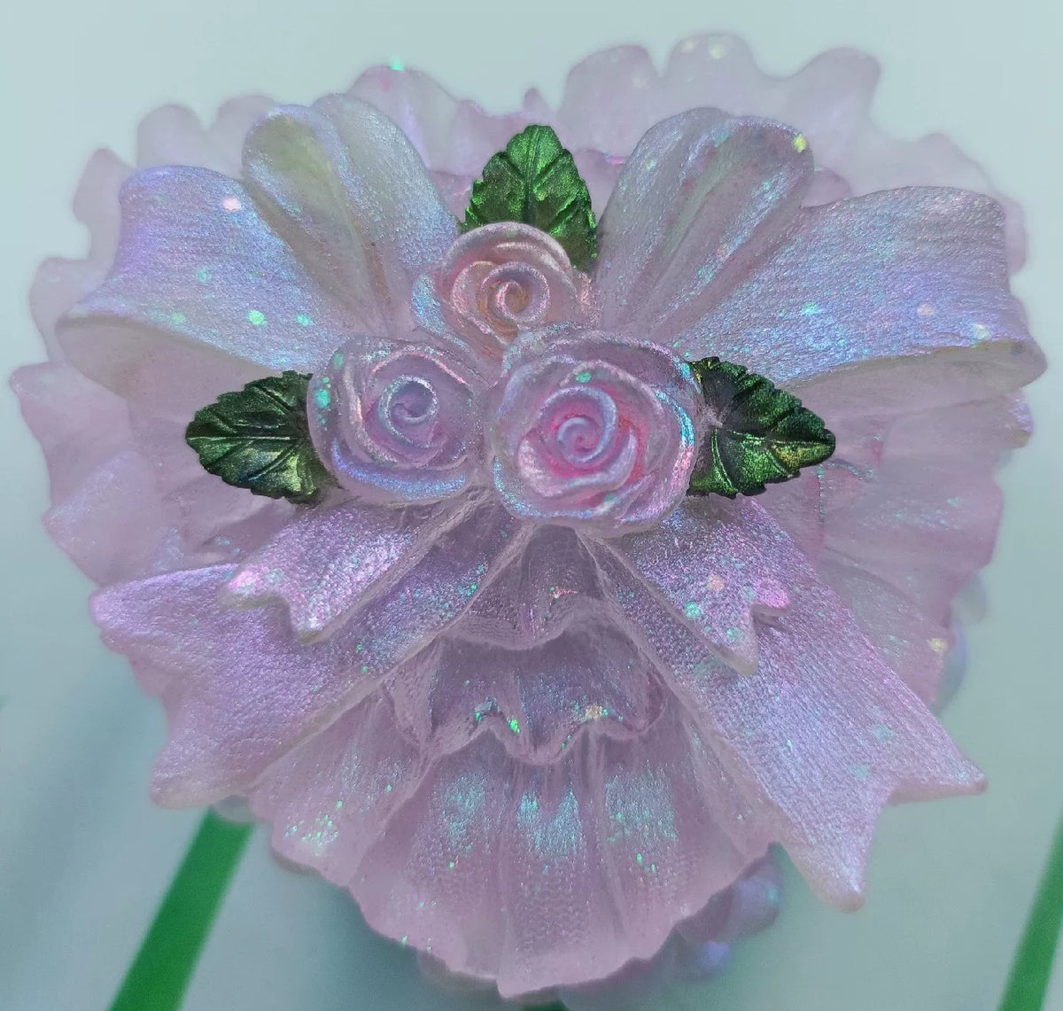 Décoration bouquet de roses miniatures en organza