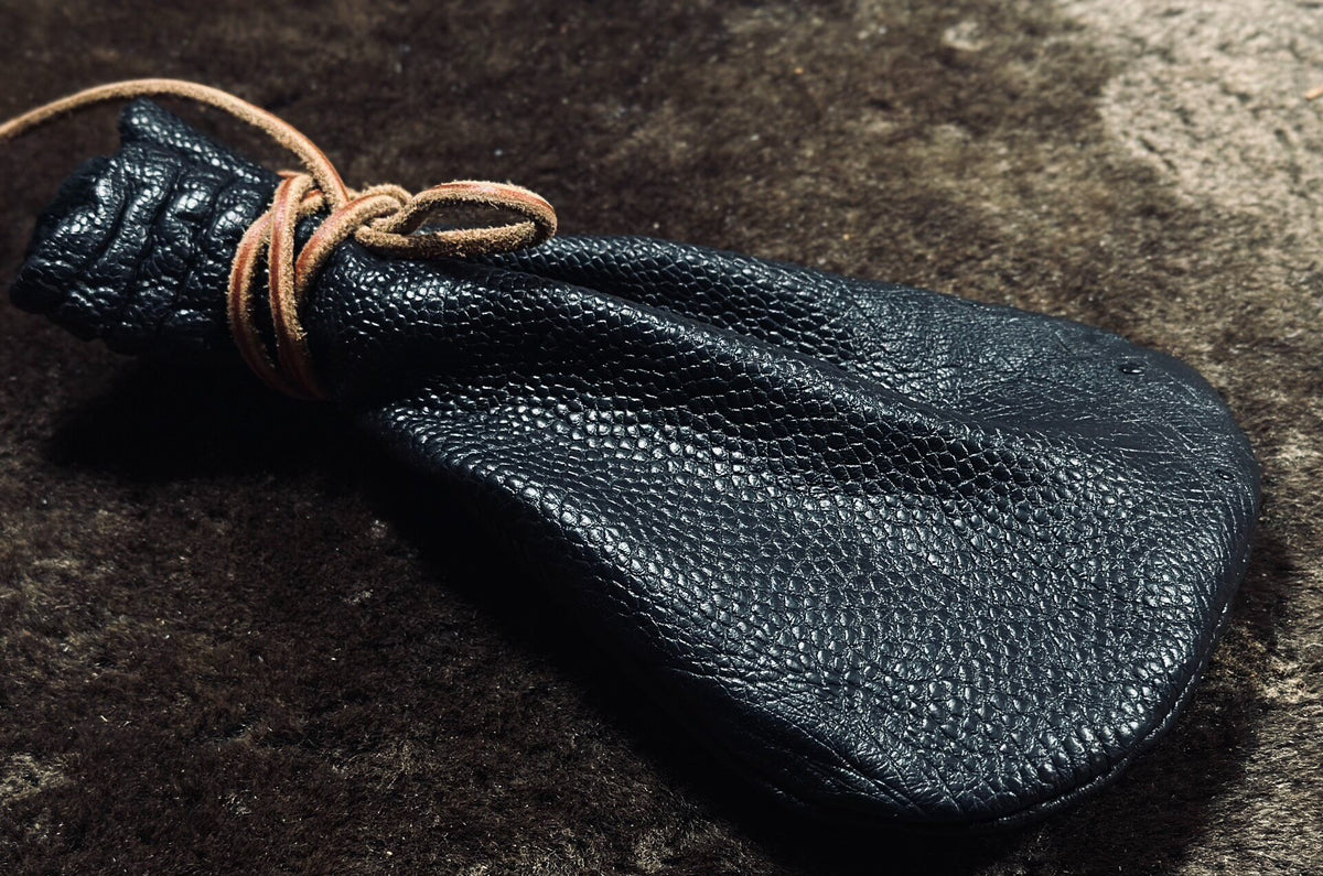Ostrich Leather Drawstring Pouch