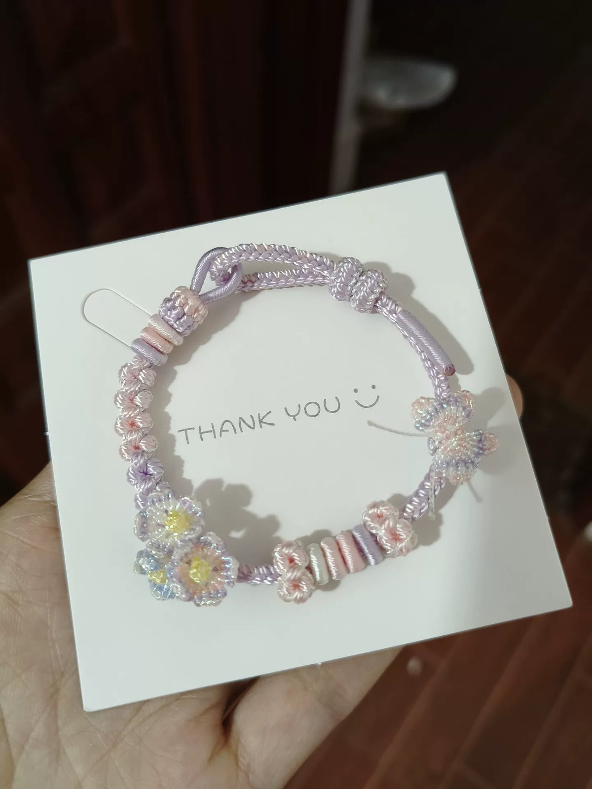 Handmade Woven Bracelet Pink Purple Gradient