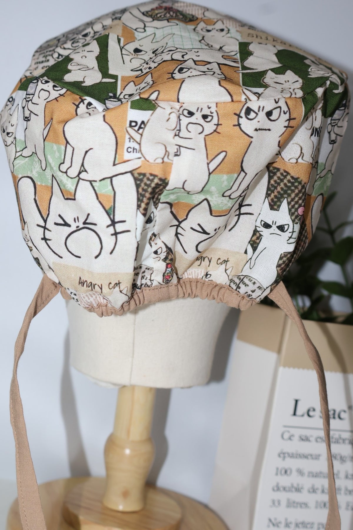 Cartoon Cat Print Cotton Surgical Cap