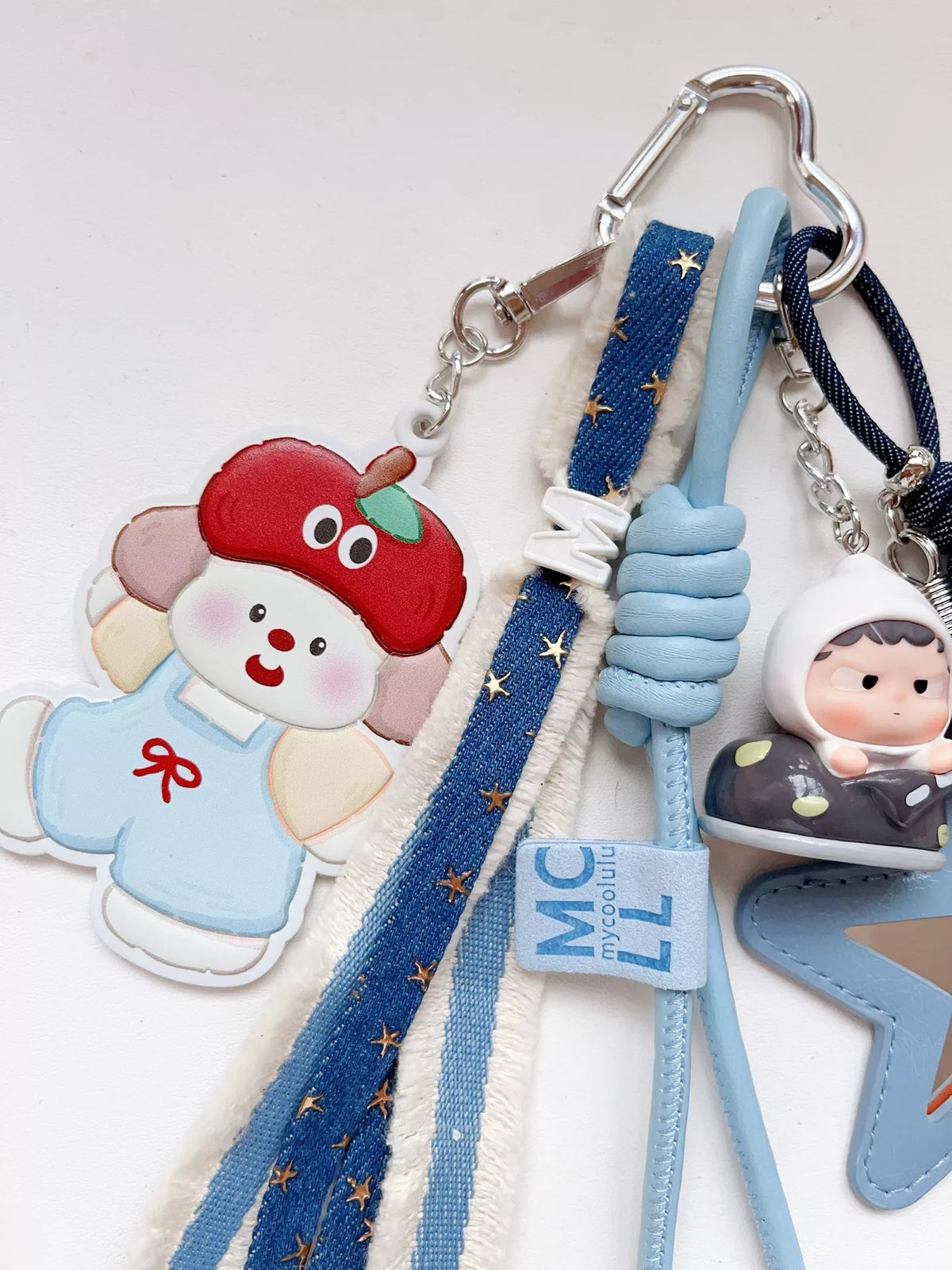 Blue Bag Charm Set With Star Mirror