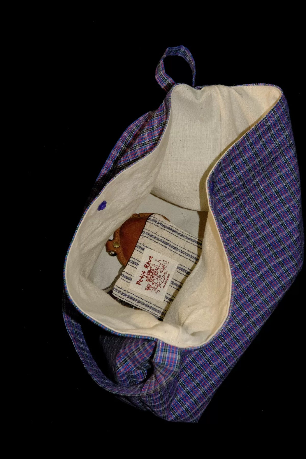 DIY Hand Sewn Adjustable Plaid Shoulder Bag
