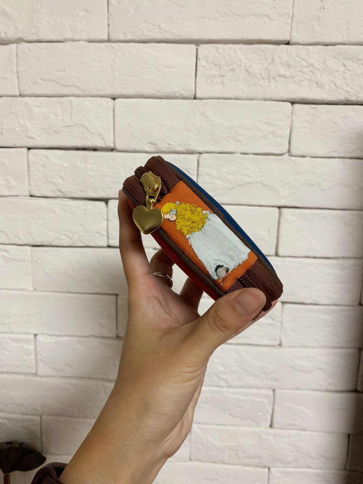 Oxford Cloth Zippered Pouch with Woven Illustrations
