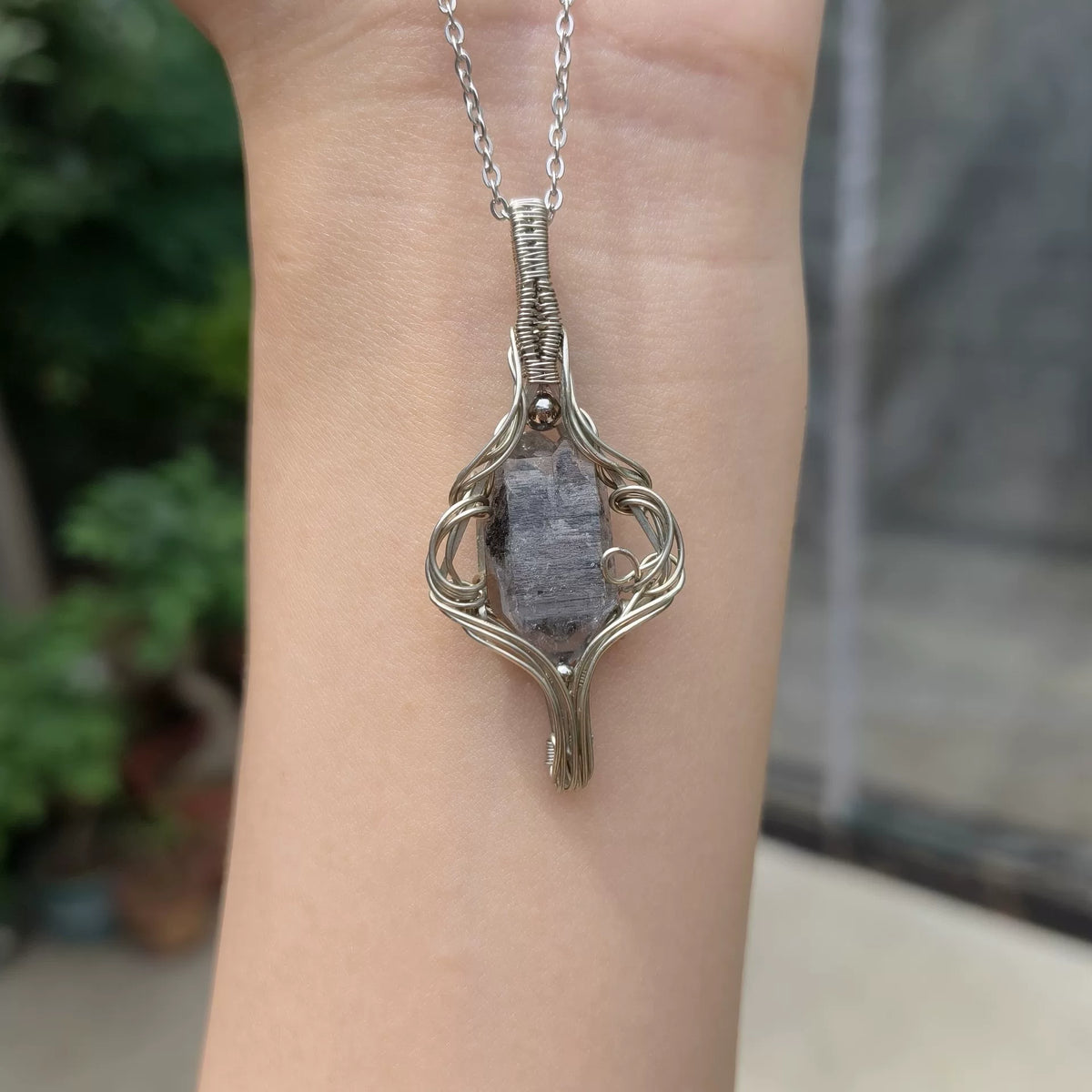 Herkimer Diamant Quarz Anhänger in Drahtfassung