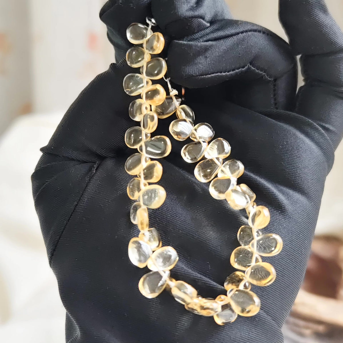 Natural Brazilian Yellow Citrine Teardrop Bracelet Silver Clasp