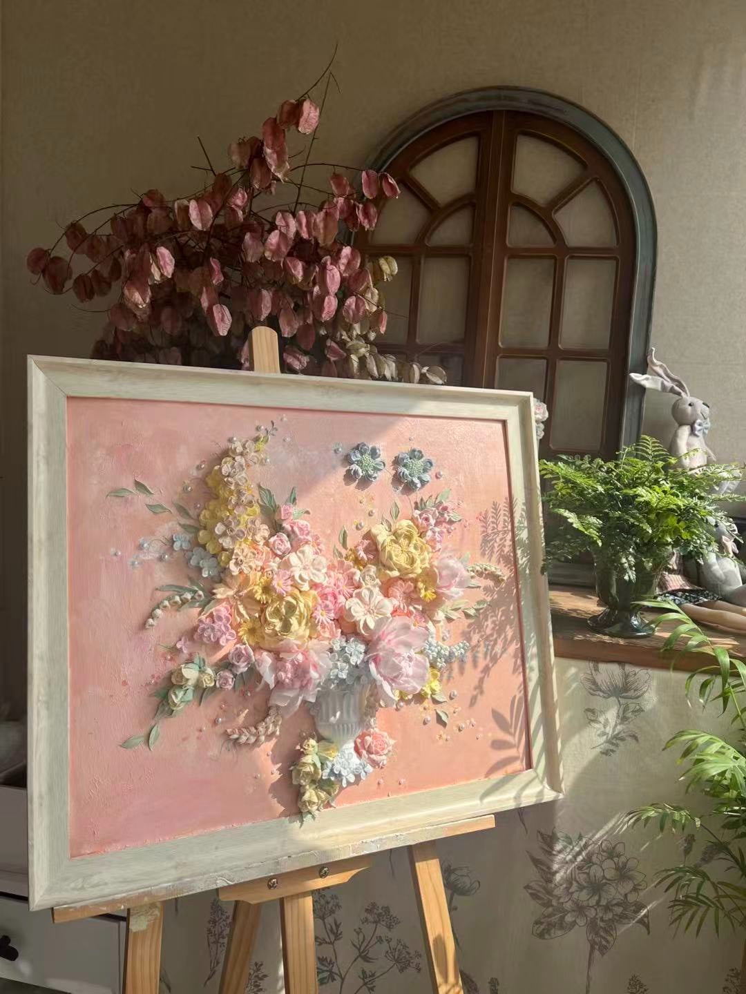 Clay Piping Painting Framed Floral Art