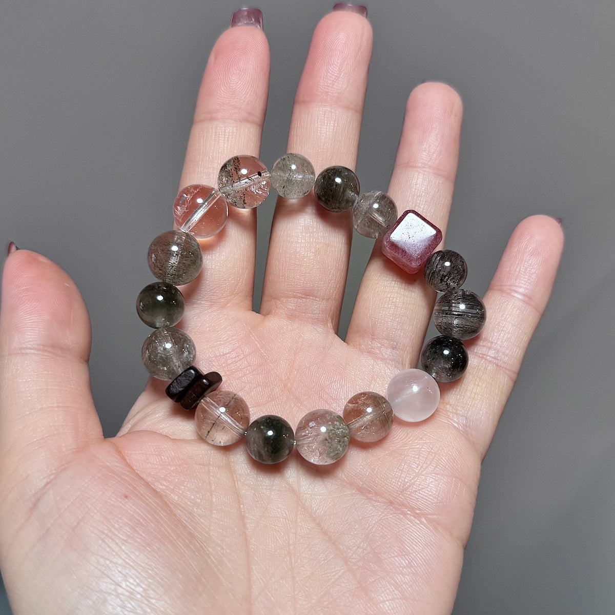 グリーンファントムクォーツ 水晶 ビーズブレスレット