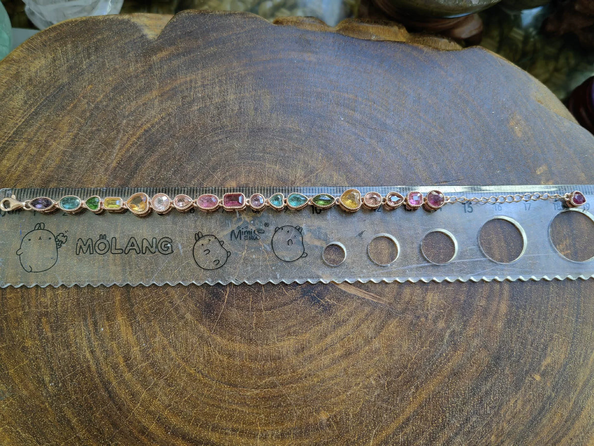 Natural Tourmaline Bezel Set Bracelet