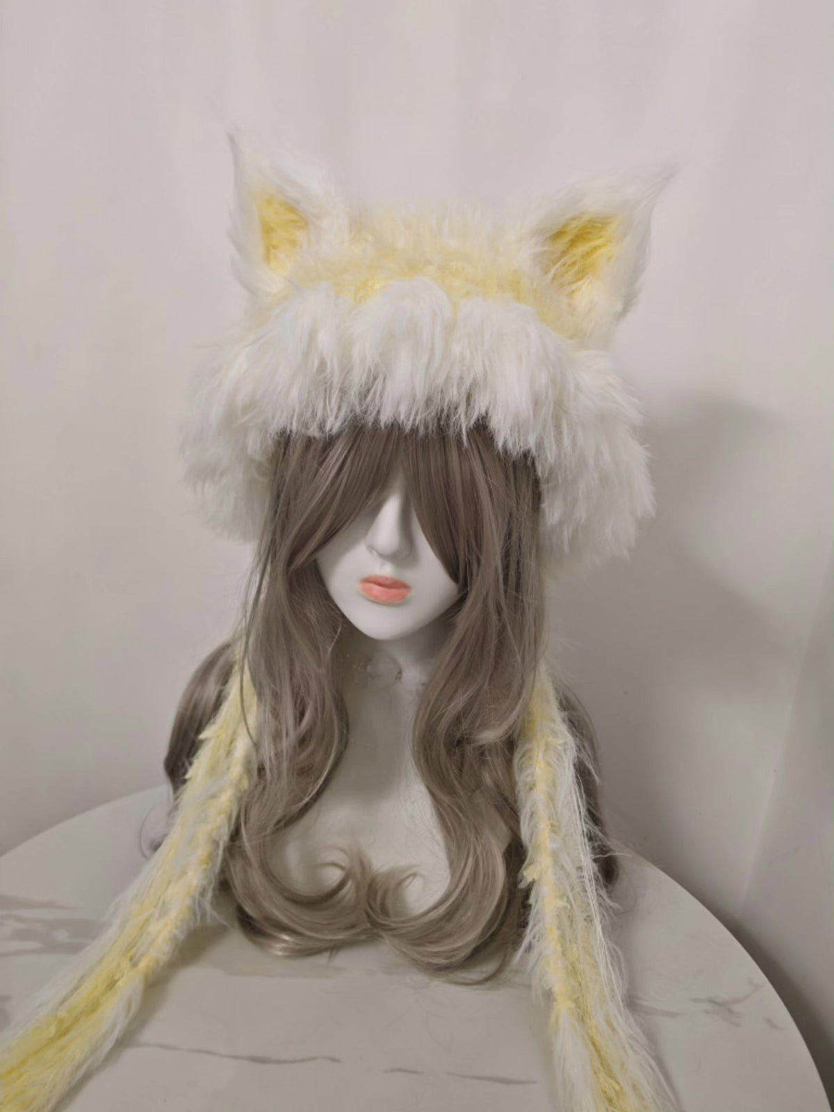 Milk Yellow Fox Hat with Plush Fur