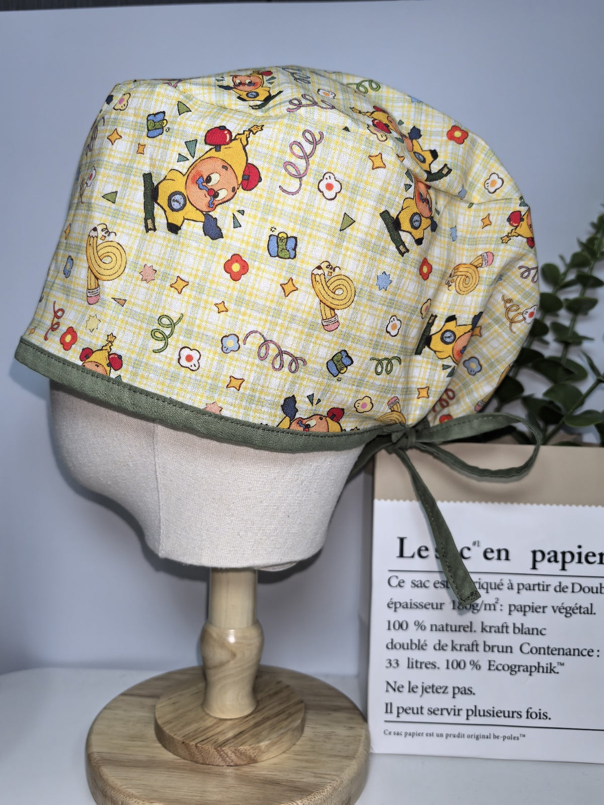 Pure Cotton Gingham Print Surgical Cap