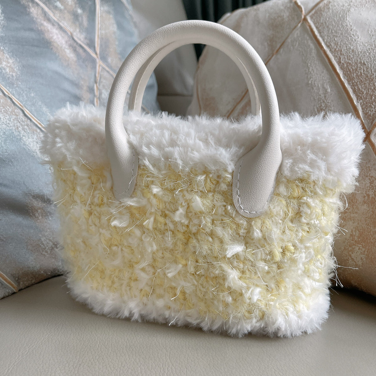 Handcrafted Fuzzy Tote Bag Two-Tone