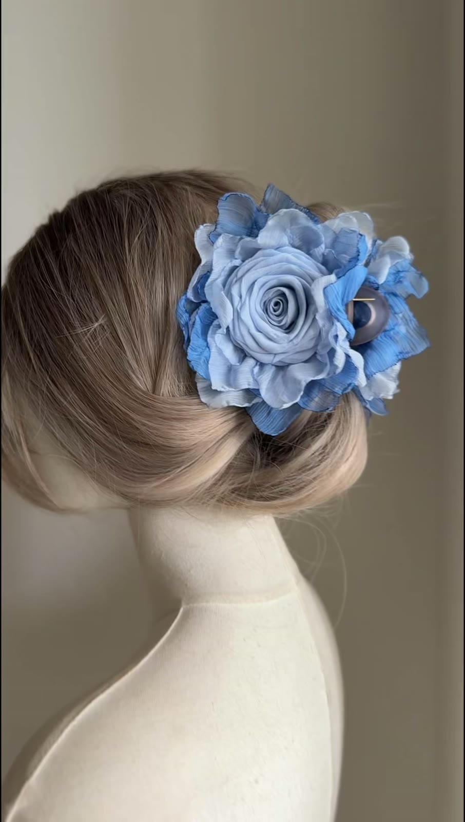 Handmade Fabric Dried Rose Hair Clip Blue