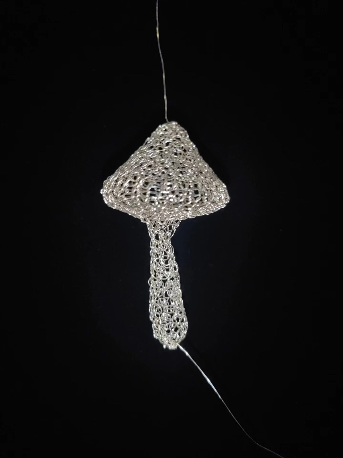 Handcrafted Wire Crochet Mushroom Pendant
