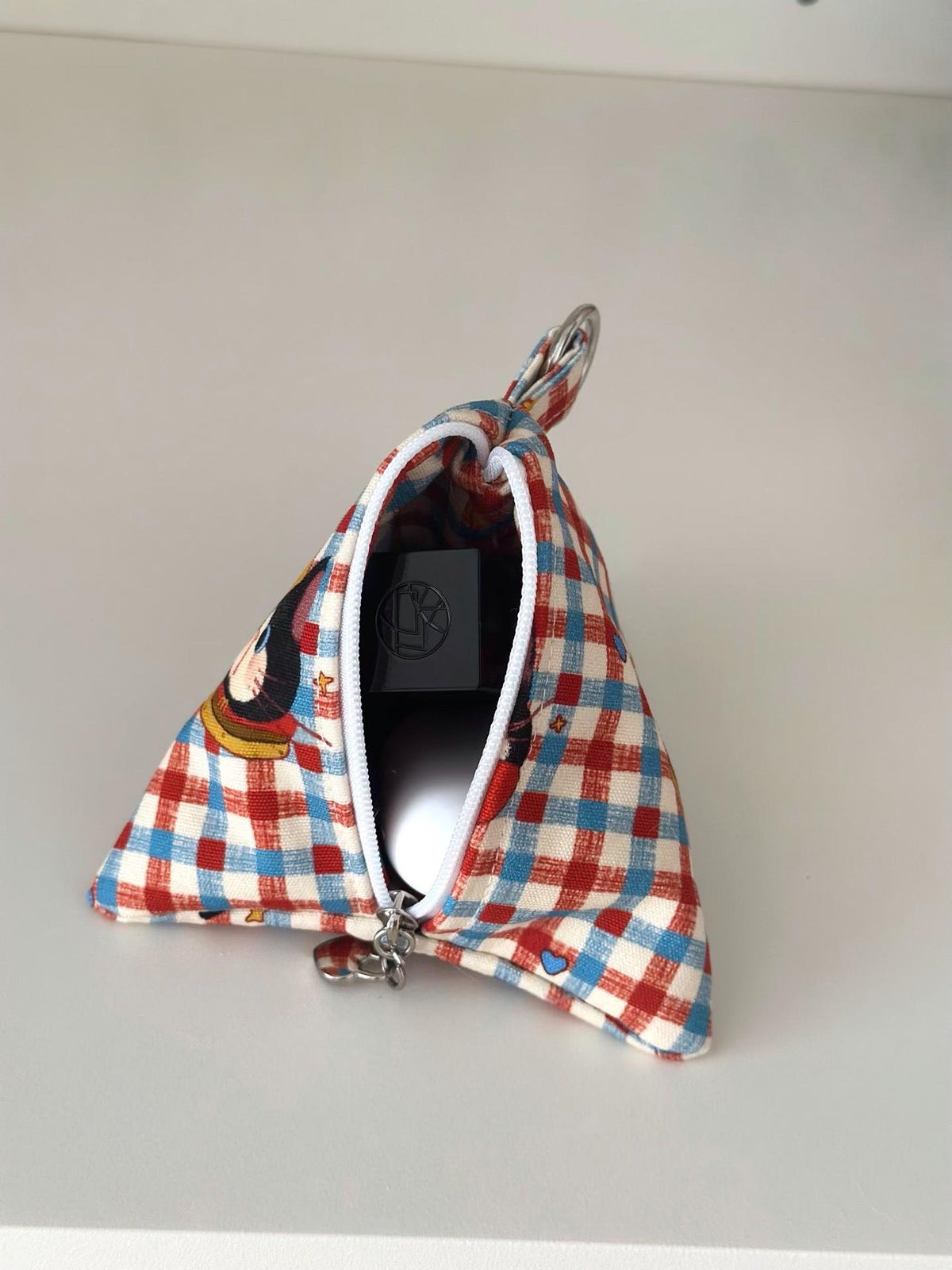 Checkered Canvas Cat Zongzi Pouch