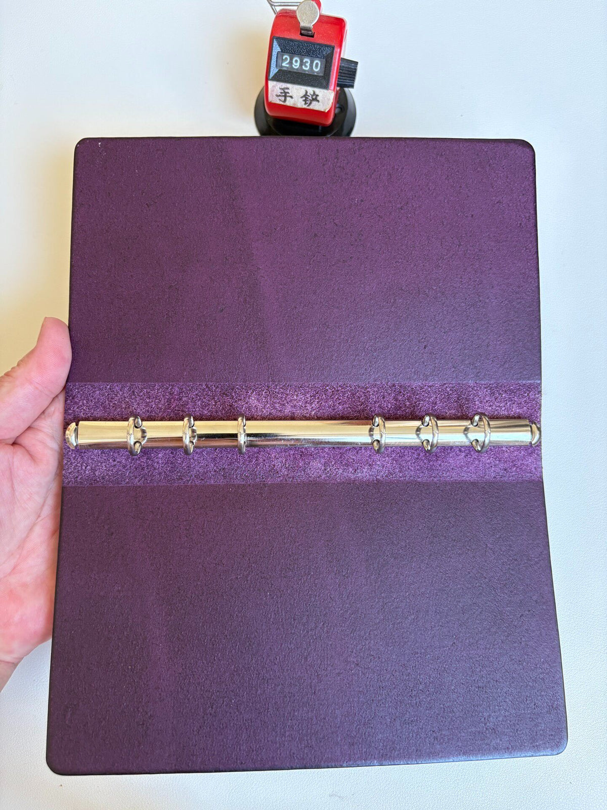 A6 Purple Leather 6-Ring Binder