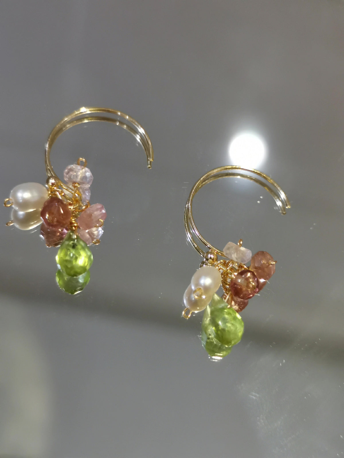 Peridot Turmalin Perlen Hohrringe