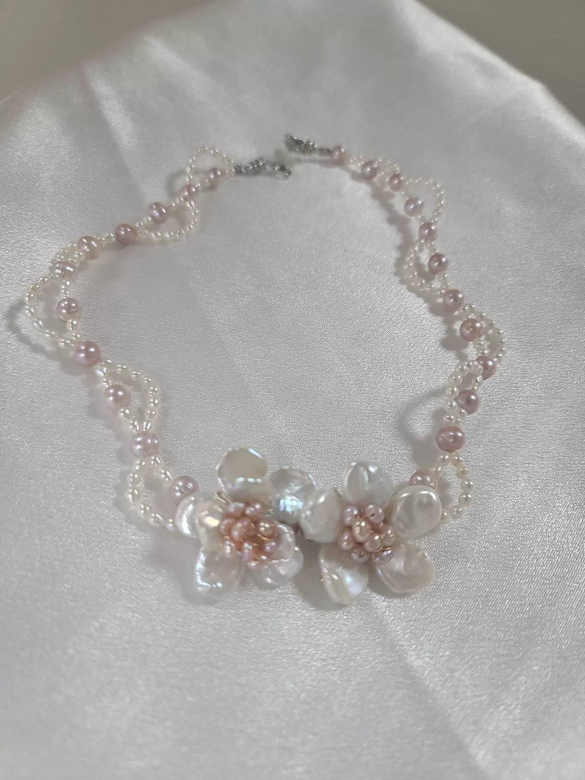 Collana Choker Floreale in Perle d'Acqua Dolce