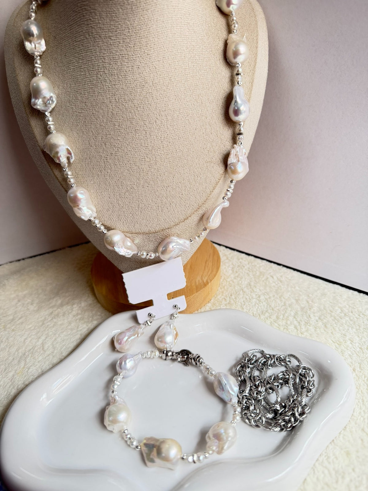 Baroque Pearl Necklace Bracelet Jewelry Set