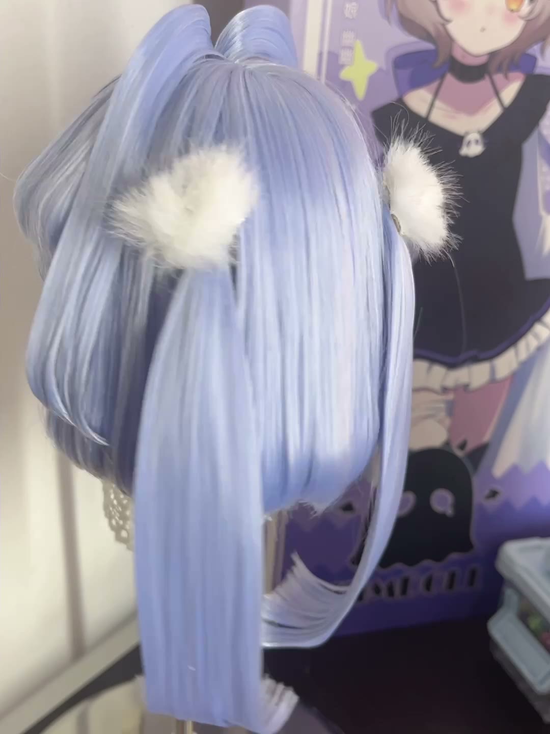 Synthetic Doll Wig Periwinkle Twin Tail Style
