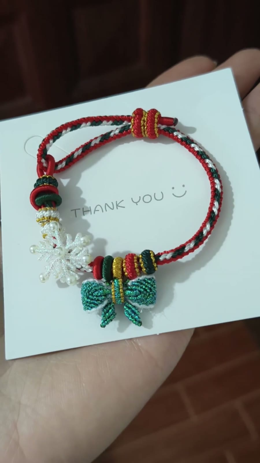 Braccialetto Natale Cordino Intrecciato a Mano Rosso Verde