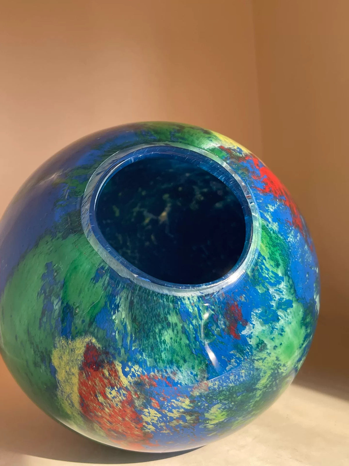 Multicolor Art Glass Globe Vase 15 cm
