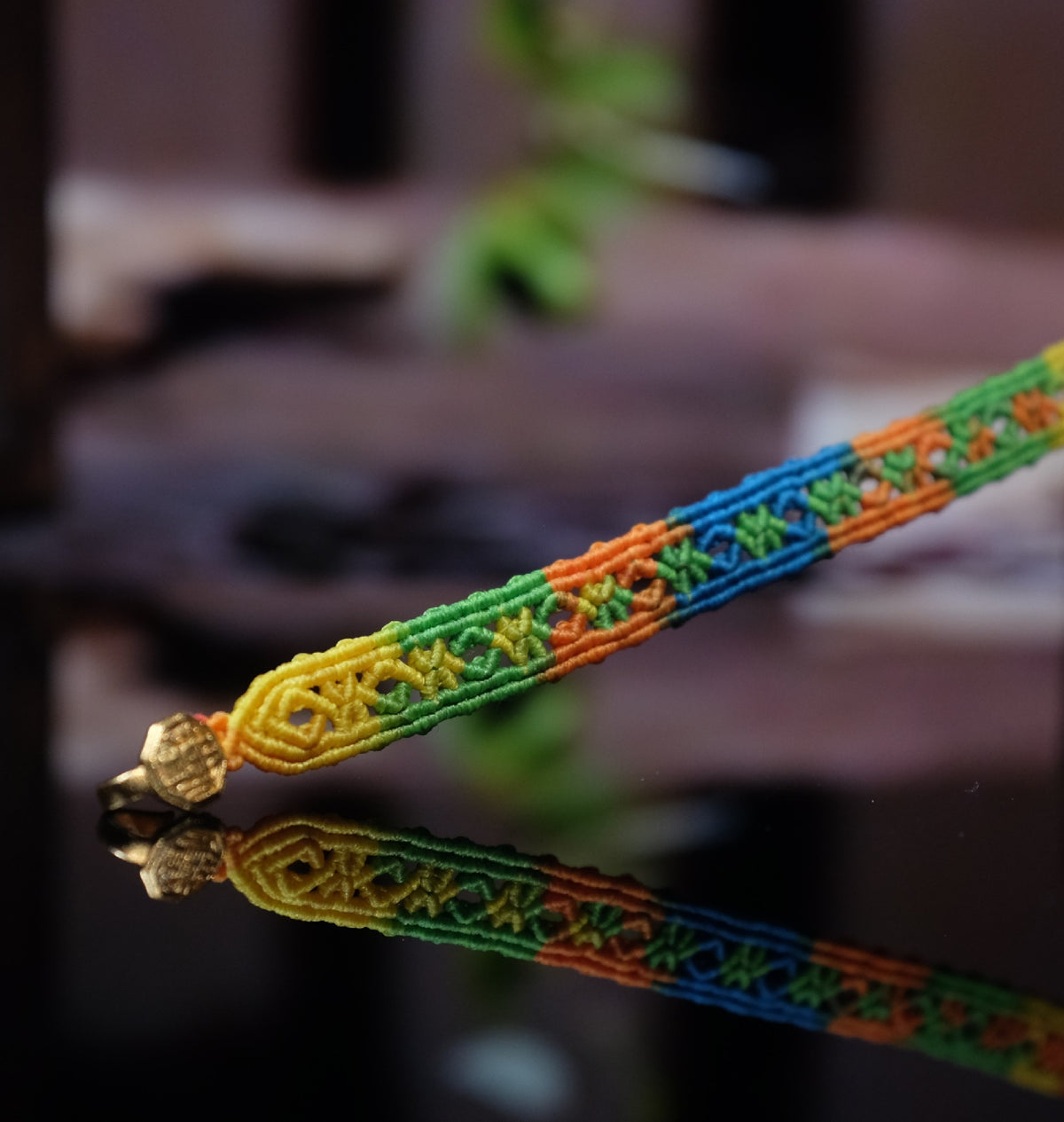 Handwoven Ethnic Bracelet with Variegated Thread