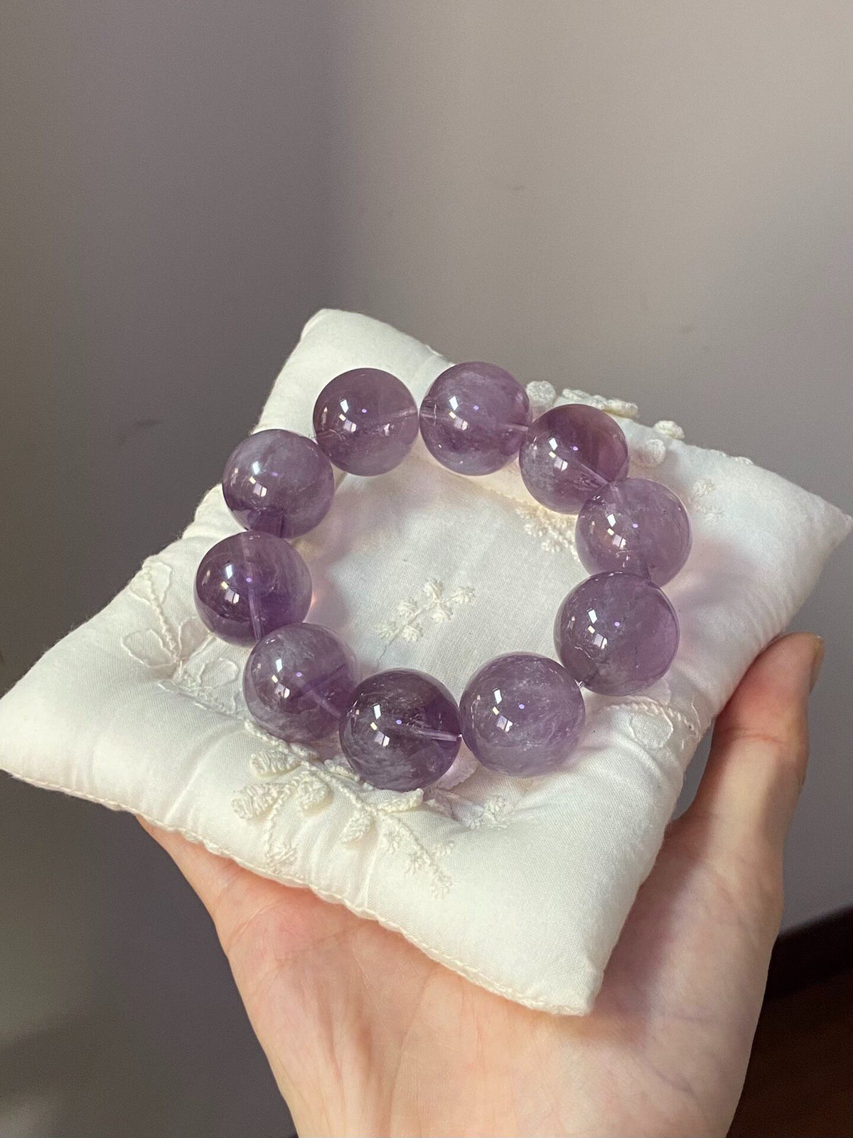 Purple Rabbit Fur Crystal 22mm Beaded Bracelet