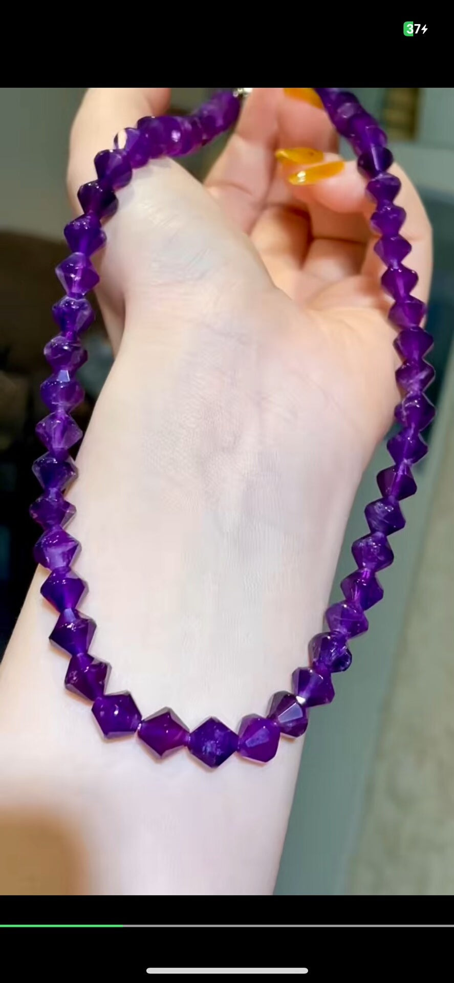 Faceted Purple Gemstone Bead Necklace 45cm