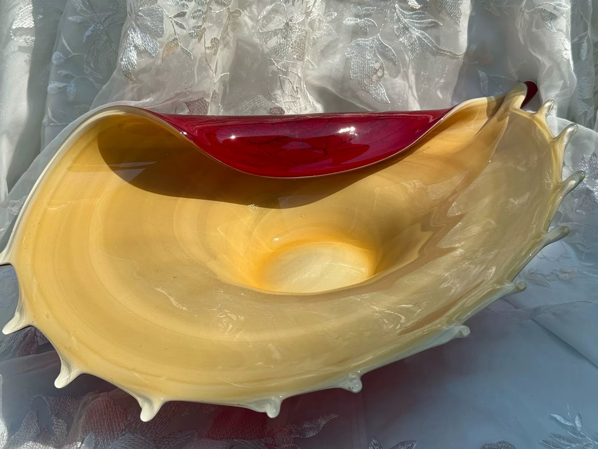Bol à fruits en verre vintage coquille double face