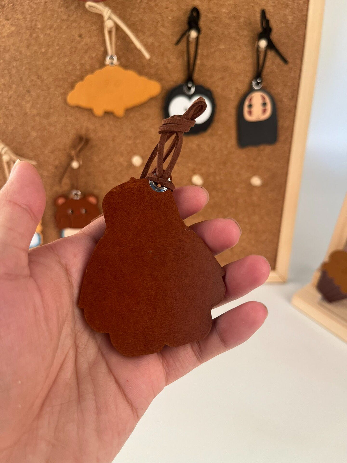 Leather Skull Cap Pendant Keychain