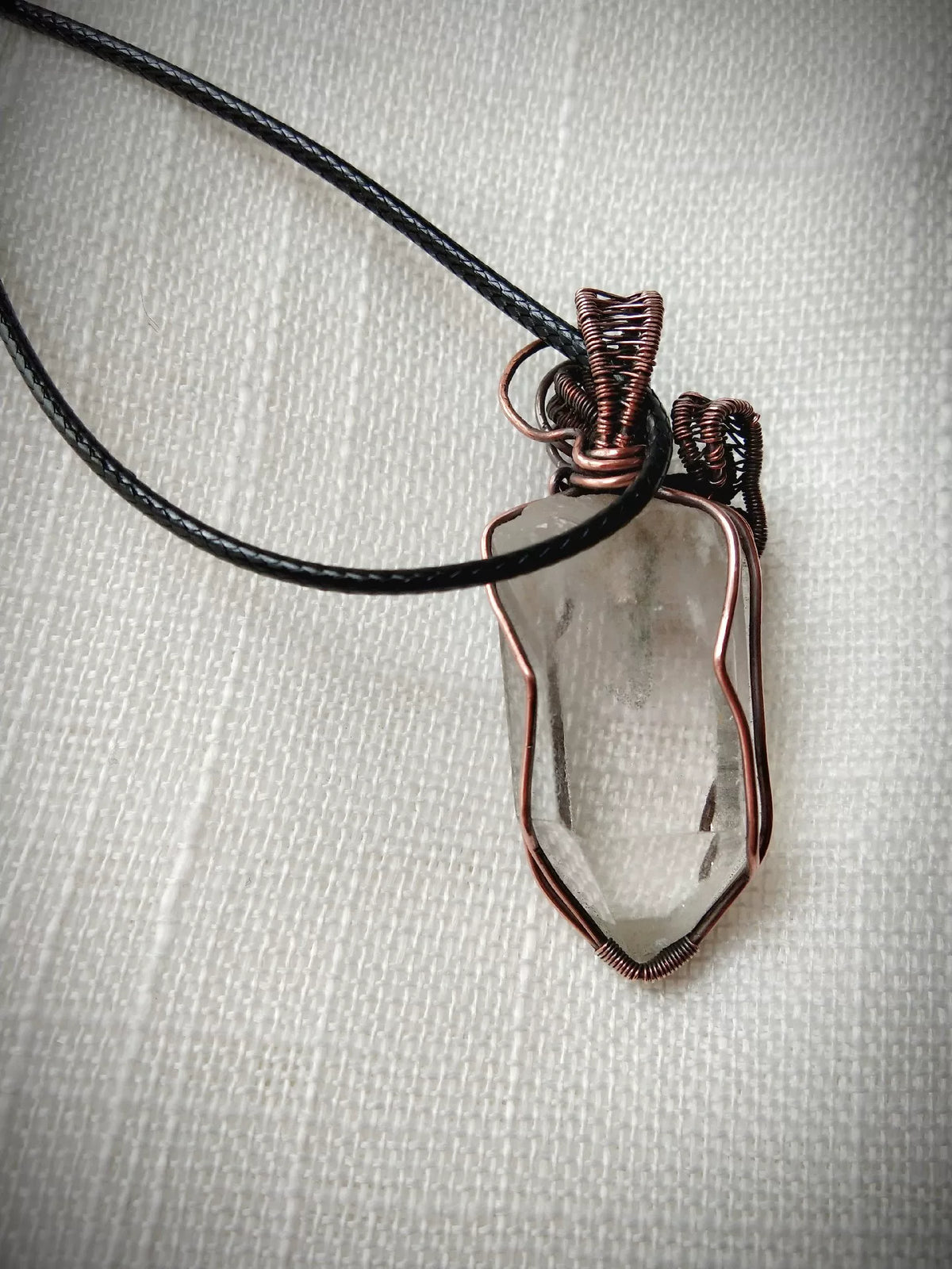 Green Phantom White Quartz Crystal Pendant