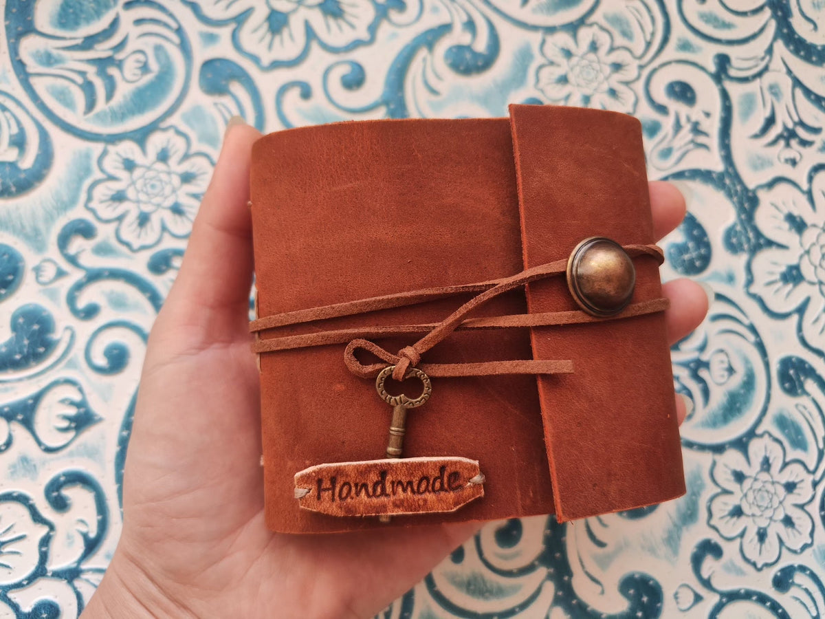 Kraft Leather Journal with Skeleton Key Charm