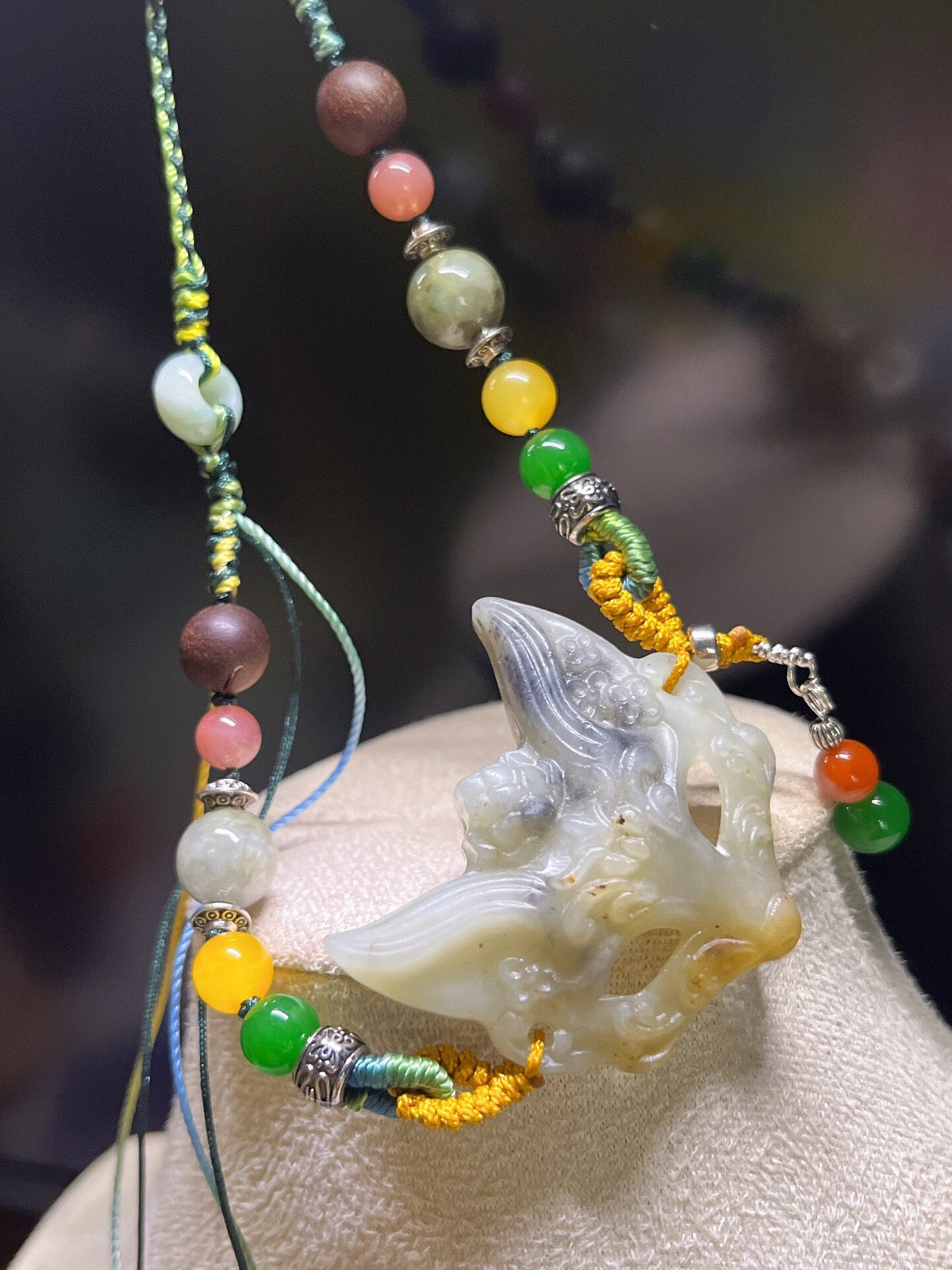 Xiuyan Jade Fox Mask Necklace